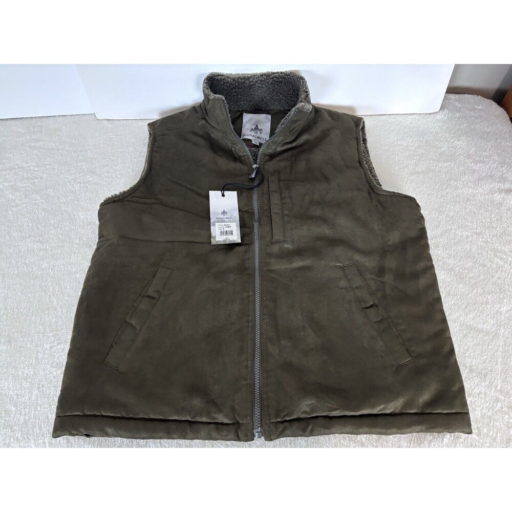 Microsuede Fleece Vest by RFT Rainforest Mens Medium Warm Lined Timber RF2401